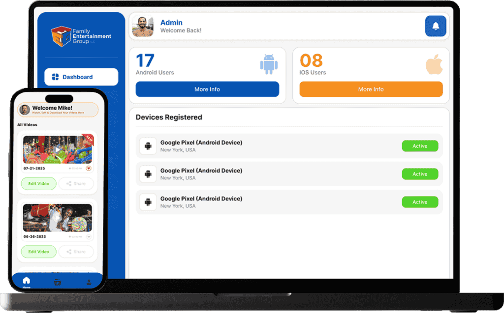 Family Entertainment Group (FEG) App Screens