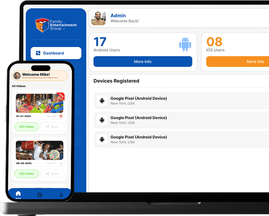 Family Entertainment Group (FEG) App Screens