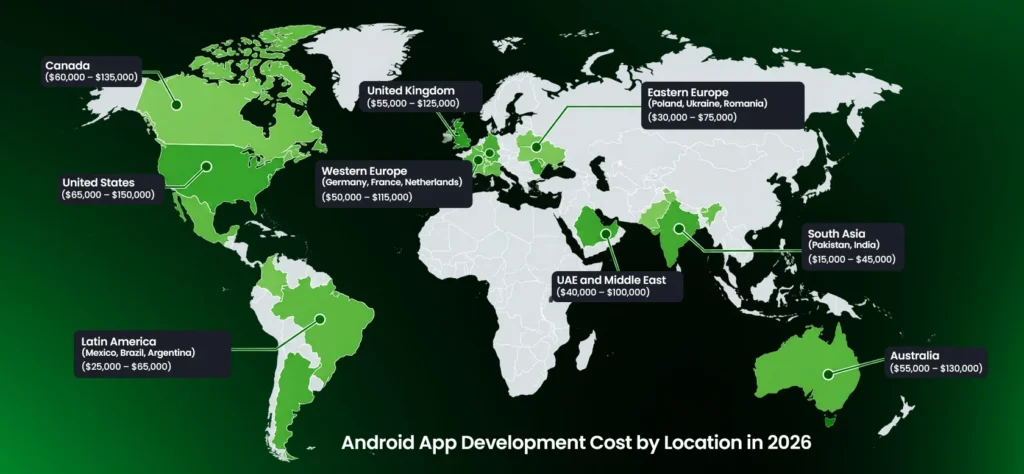 Android App Development Cost by Location